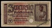 Денежная купюра 20 Reichsmark.
